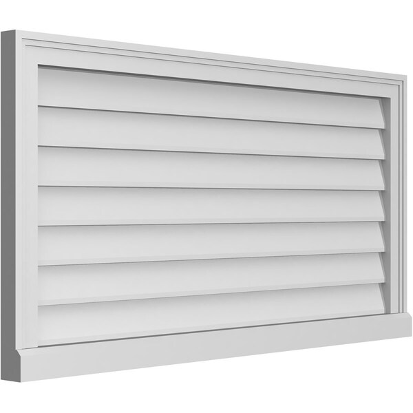 Ekena Millwork Vertical Surface Mount PVC Gable Vent w/ 2"W x 2"H , Brickmould Sill Frame, 42"W x 22"H - GVPVE42X2203SN