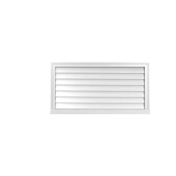 Ekena Millwork Vertical Surface Mount PVC Gable Vent w/ 2"W x 2"H , Brickmould Sill Frame, 42"W x 22"H - GVPVE42X2203SN