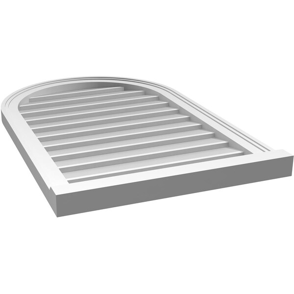 Ekena Millwork Round Top Surface Mount PVC Gable Vent w/ 2"W x 2"P Brickmould Sill Frame, 22"W x 34"H - GVPRT22X3403SN