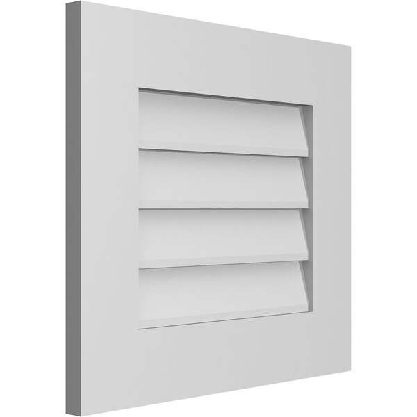 Ekena Millwork Vertical Surface Mount PVC Gable Vent: Non-Functional, w/ 3-1/2"W x 1"P Standard Frame, 20"W x 18"H - GVPVE20X1801SN