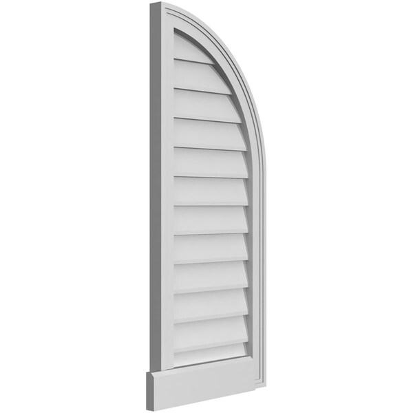 Ekena Millwork Quarter Round Top Right Surface Mount PVC Gable Vent w/ 2"W x 2"P Brickmould Sill Frame, 16"W x 38"H - GVPQR16X3803SN