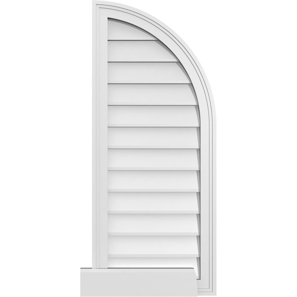 Ekena Millwork Quarter Round Top Right Surface Mount PVC Gable Vent w/ 2"W x 2"P Brickmould Sill Frame, 16"W x 38"H - GVPQR16X3803SN