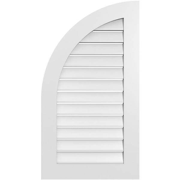 Ekena Millwork Quarter Round Top Left Surface Mount PVC Gable Vent w/ 3-1/2"W x 1"P Standard Frame, 22"W x 40"H - GVPQL22X4001SF