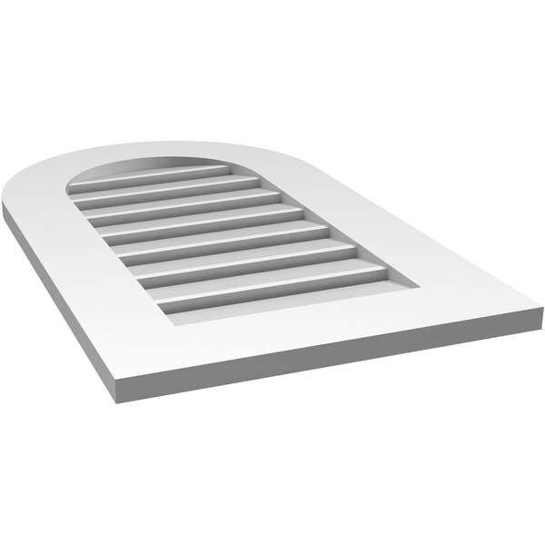 Ekena Millwork Round Top Surface Mount PVC Gable Vent: Functional, w/ 3-1/2"W x 1"P Standard Frame, 18"W x 30"H - GVPRT18X3001SF