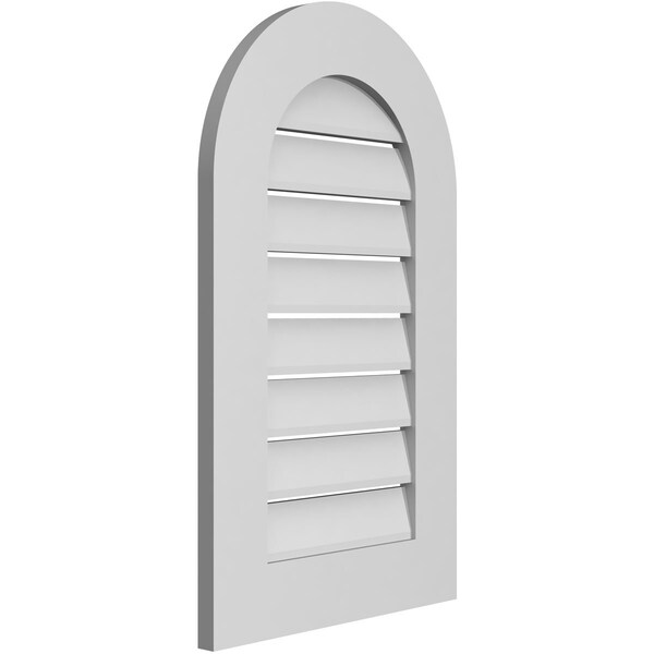 Ekena Millwork Round Top Surface Mount PVC Gable Vent: Functional, w/ 3-1/2"W x 1"P Standard Frame, 18"W x 30"H - GVPRT18X3001SF