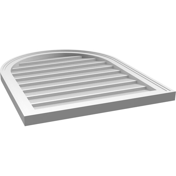 Ekena Millwork Round Top Surface Mount PVC Gable Vent w/ 2"W x 1-1/2"P Brickmould Frame, 24"W x 30"H - GVPRT24X3002SN