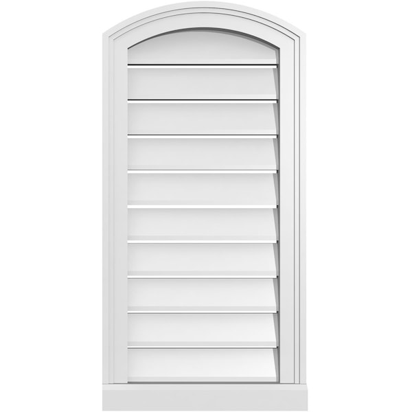 Ekena Millwork Arch Top Surface Mount PVC Gable Vent w/ 2"W x 2"P Brickmould Sill Frame, 16"W x 30"H - GVPAR16X3003SN