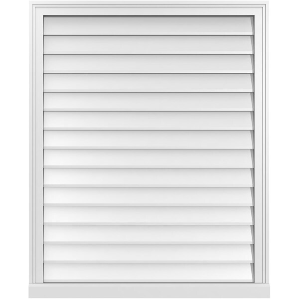 Ekena Millwork Vertical Surface Mount PVC Gable Vent w/ 2"W x 2"H , Brickmould Sill Frame, 34"W x 42"H - GVPVE34X4203SN