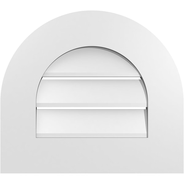 Ekena Millwork Round Top Surface Mount PVC Gable Vent: Functional, w/ 3-1/2"W x 1"P Standard Frame, 18"W x 16"H - GVPRT18X1601SF