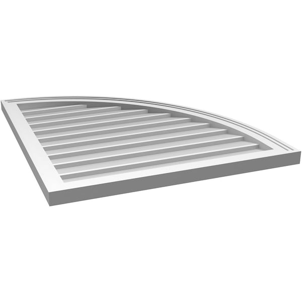 Ekena Millwork Quarter Round Top Right Surface Mount PVC Gable Vent w/ 2"W x 2"P Brickmould Sill Frame, 28"W x 32"H - GVPQR28X3203SN