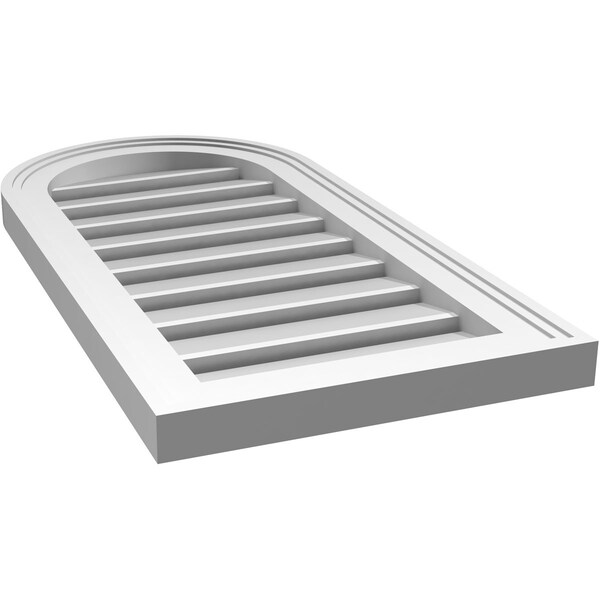 Ekena Millwork Round Top Surface Mount PVC Gable Vent: Functional, w/ 2"W x 1-1/2"P Brickmould Frame, 14"W x 28"H - GVPRT14X2802SF