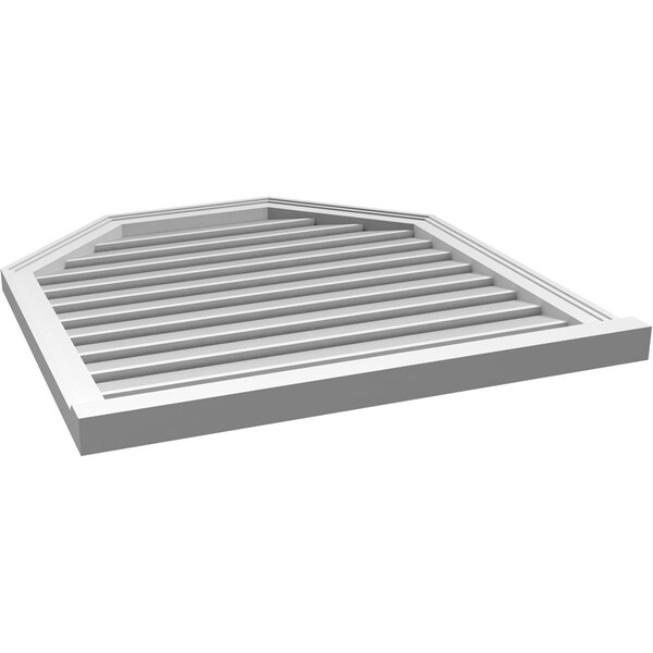 Ekena Millwork Octagonal Top Surface Mount PVC Gable Vent w/ 2"W x 2"P Brickmould Sill Frame, 32"W x 34"H - GVPOT32X3403SF