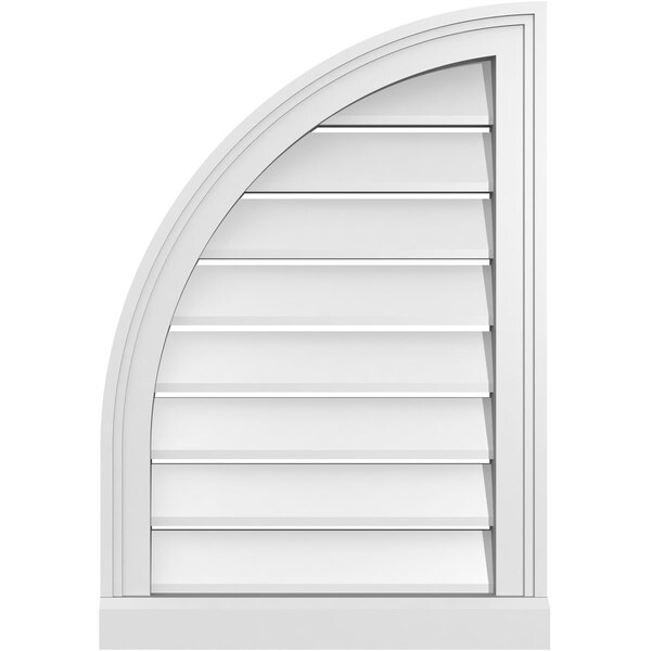 Ekena Millwork Quarter Round Top Left Surface Mount PVC Gable Vent w/ 2"W x 2"P Brickmould Sill Frame, 18"W x 26"H - GVPQL18X2603SF