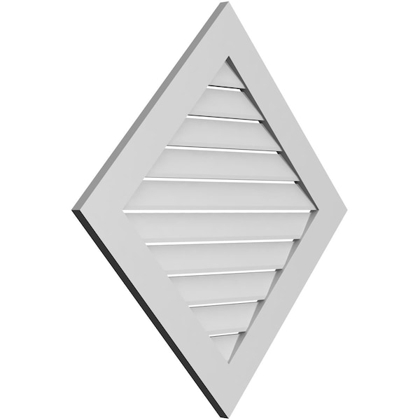 Ekena Millwork Diamond Surface Mount PVC Gable Vent: Non-Functional, w/ 3-1/2"W x 1"P Standard Frame, 36"W x 36"H - GVPDI36X3601SN