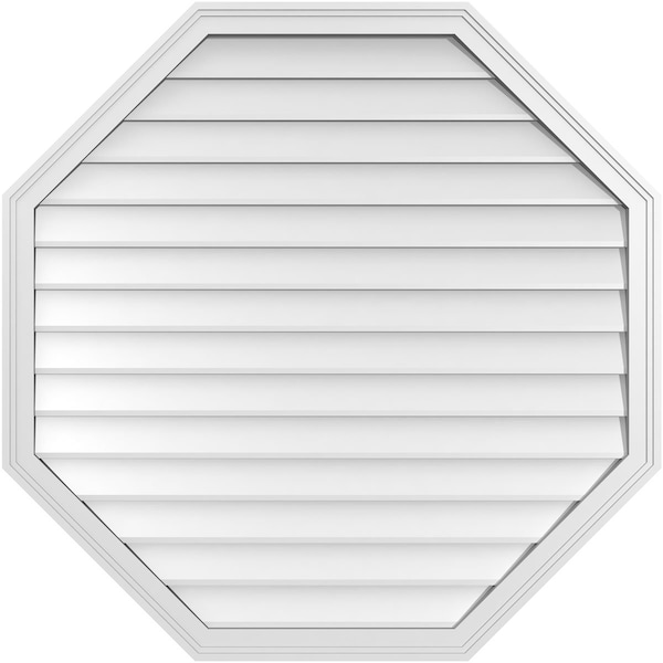 Ekena Millwork Octagonal Surface Mount PVC Gable Vent w/ 2"W x 1-1/2"P Brickmould Frame, 42"W x 42"H - GVPOC42X4202SN