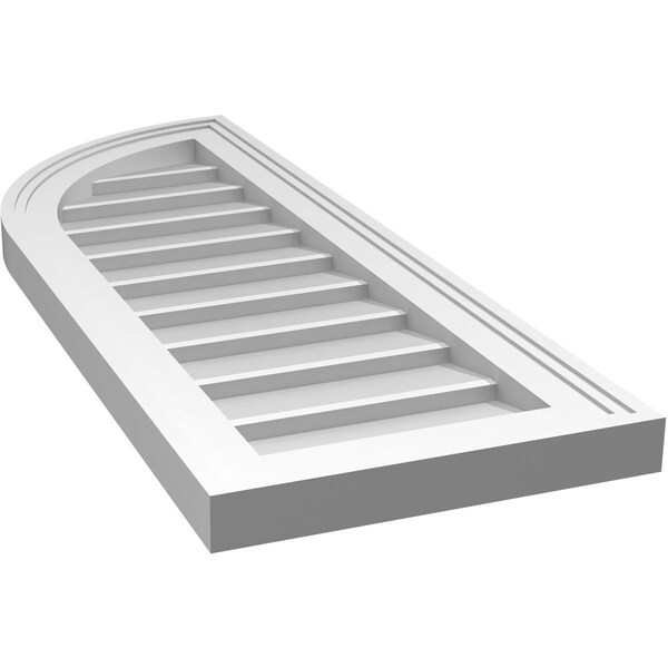 Ekena Millwork Quarter Round Top Left Surface Mount PVC Gable Vent w/ 2"W x 1-1/2"P Brickmould Frame, 12"W x 32"H - GVPQL12X3202SN