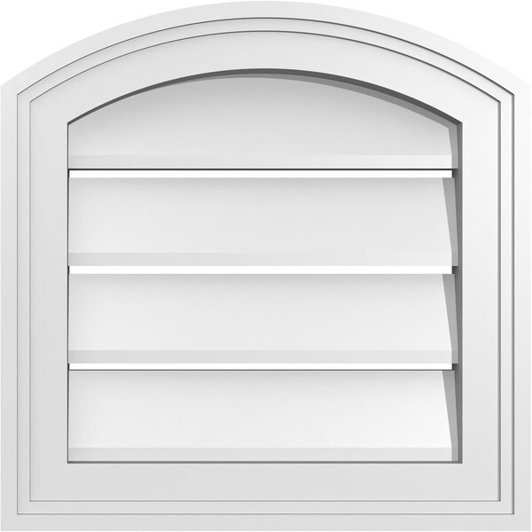 Ekena Millwork Arch Top Surface Mount PVC Gable Vent: Non-Functional, w/2"W x 1-1/2"P Brickmould Frame, 14"W x 42"H - GVPAR14X4202SN