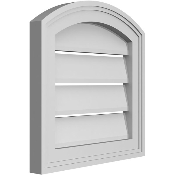 Ekena Millwork Arch Top Surface Mount PVC Gable Vent: Non-Functional, w/2"W x 1-1/2"P Brickmould Frame, 14"W x 42"H - GVPAR14X4202SN