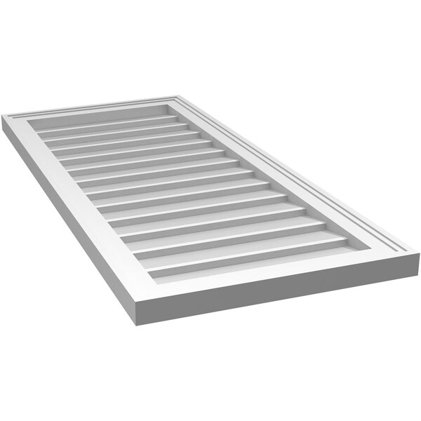 Ekena Millwork Vertical Surface Mount PVC Gable Vnt: Non-Functional, w/2"W x 1-1/2"H, Brickmould Frame, 18"W x 40"H - GVPVE18X4002SN