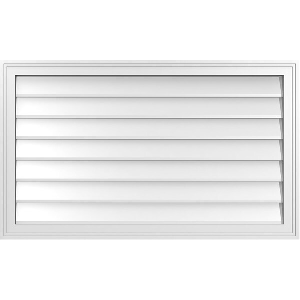 Ekena Millwork Vertical Surface Mount PVC Gable Vnt: Non-Functional, w/2"W x 1-1/2"H, Brickmould Frame, 40"W x 24"H - GVPVE40X2402SN