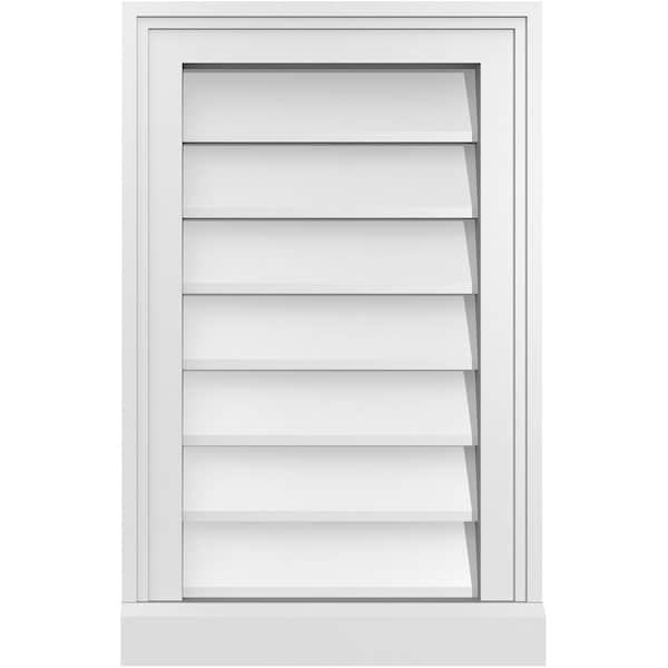 Ekena Millwork Vertical Surface Mount PVC Gable Vent w/ 2"W x 2"H , Brickmould Sill Frame, 14"W x 22"H - GVPVE14X2203SN