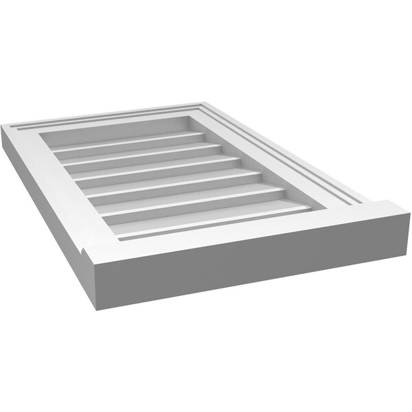 Ekena Millwork Vertical Surface Mount PVC Gable Vent w/ 2"W x 2"H , Brickmould Sill Frame, 14"W x 22"H - GVPVE14X2203SN
