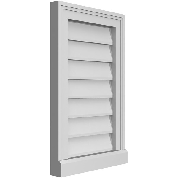 Ekena Millwork Vertical Surface Mount PVC Gable Vent w/ 2"W x 2"H , Brickmould Sill Frame, 14"W x 22"H - GVPVE14X2203SN