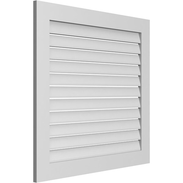 Ekena Millwork Vertical Surface Mount PVC Gable Vent: Functional, w/ 3-1/2"W x 1"P Standard Frame, 38"W x 36"H - GVPVE38X3601SF