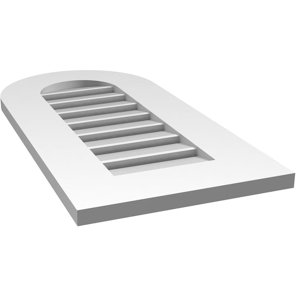 Ekena Millwork Round Top Surface Mount PVC Gable Vent: Functional, w/ 3-1/2"W x 1"P Standard Frame, 14"W x 28"H - GVPRT14X2801SF