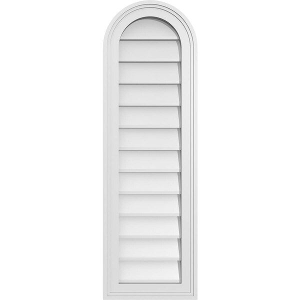 Ekena Millwork Round Top Surface Mount PVC Gable Vent w/ 2"W x 1-1/2"P Brickmould Frame, 12"W x 38"H - GVPRT12X3802SN