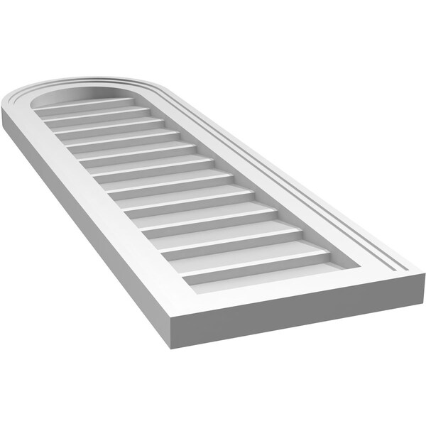 Ekena Millwork Round Top Surface Mount PVC Gable Vent w/ 2"W x 1-1/2"P Brickmould Frame, 12"W x 38"H - GVPRT12X3802SN