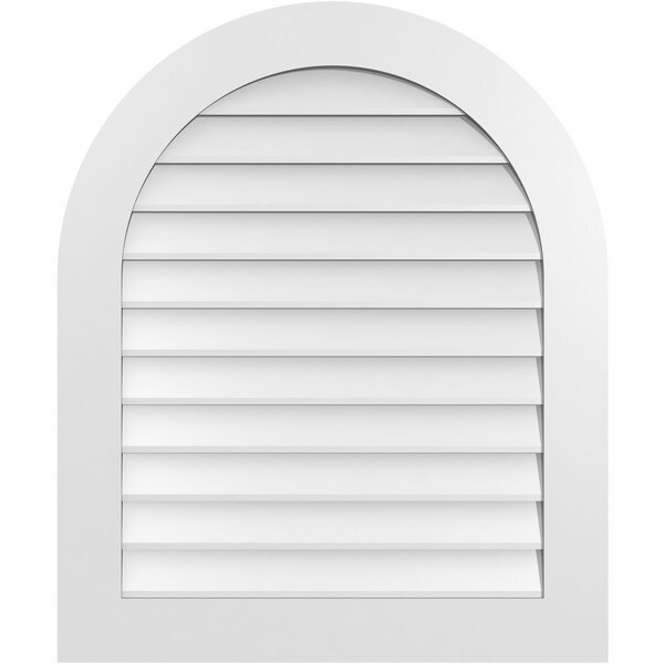 Ekena Millwork Round Top Surface Mount PVC Gable Vent: Non-Functional, w/ 3-1/2"W x 1"P Standard Frame, 30"W x 36"H - GVPRT30X3601SN