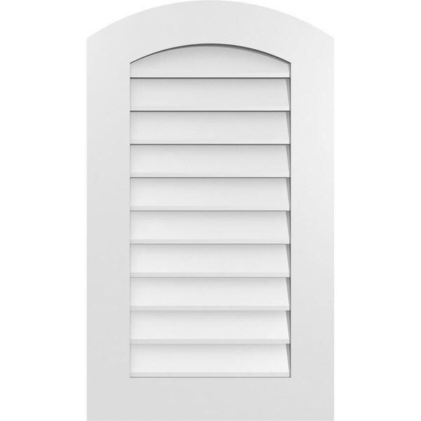 Ekena Millwork Arch Top Surface Mount PVC Gable Vent: Functional, w/ 3-1/2"W x 1"P Standard Frame, 20"W x 34"H - GVPAR20X3401SF