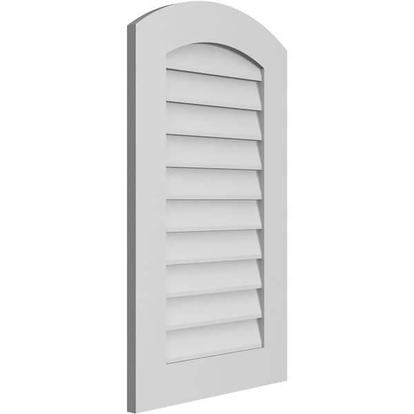 Ekena Millwork Arch Top Surface Mount PVC Gable Vent: Functional, w/ 3-1/2"W x 1"P Standard Frame, 20"W x 34"H - GVPAR20X3401SF