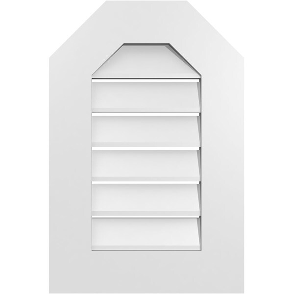 Ekena Millwork Octagonal Top Surface Mount PVC Gable Vent: Functional, w/ 3-1/2"W x 1"P Standard Frame, 16"W x 24"H - GVPOT16X2401SF
