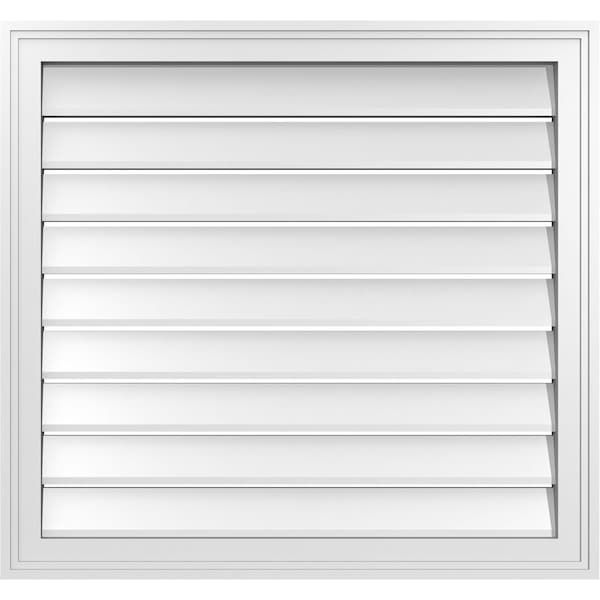 Ekena Millwork Vertical Surface Mount PVC Gable Vent: Functional, w/ 2"W x 1-1/2"P Brickmould Frame, 30"W x 28"H - GVPVE30X2802SF