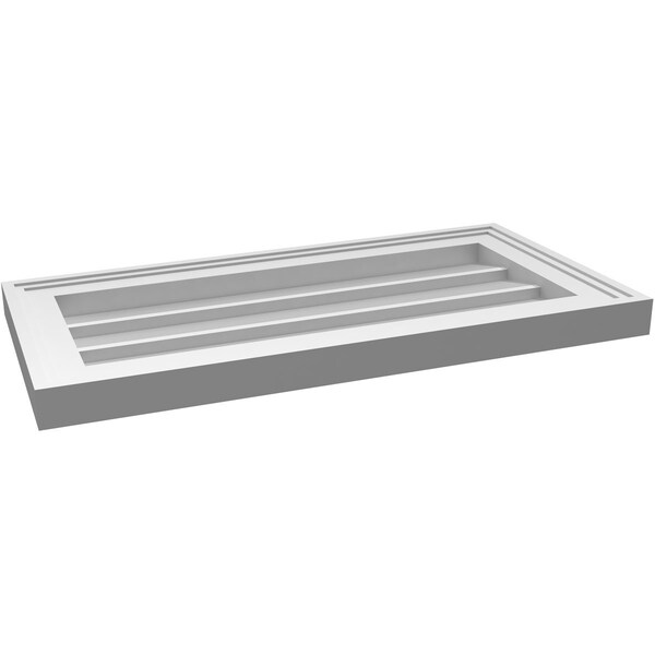 Ekena Millwork Vertical Surface Mount PVC Gable Vnt: Non-Functional, w/2"W x 1-1/2"H, Brickmould Frame, 24"W x 12"H - GVPVE24X1202SN