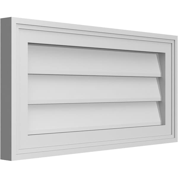 Ekena Millwork Vertical Surface Mount PVC Gable Vnt: Non-Functional, w/2"W x 1-1/2"H, Brickmould Frame, 24"W x 12"H - GVPVE24X1202SN