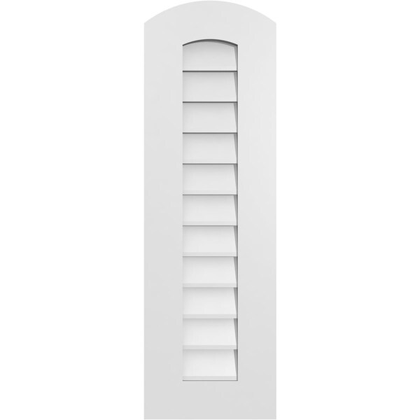 Ekena Millwork Arch Top Surface Mount PVC Gable Vent: Functional, w/ 3-1/2"W x 1"P Standard Frame, 12"W x 38"H - GVPAR12X3801SF