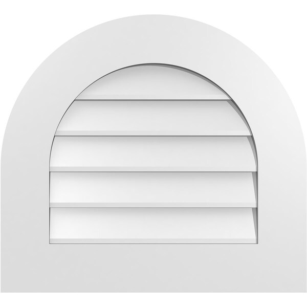 Ekena Millwork Round Top Surface Mount PVC Gable Vent: Non-Functional, w/ 3-1/2"W x 1"P Standard Frame, 22"W x 20"H - GVPRT22X2001SN