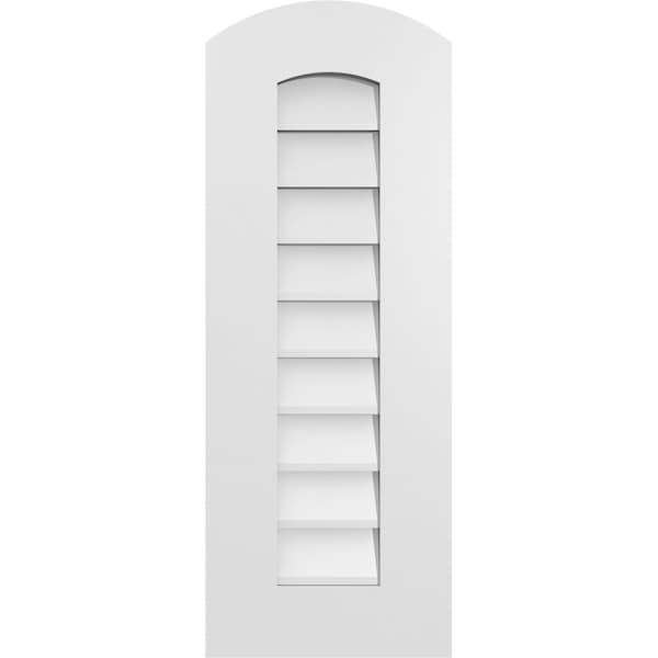 Ekena Millwork Arch Top Surface Mount PVC Gable Vent: Functional, w/ 3-1/2"W x 1"P Standard Frame, 12"W x 32"H - GVPAR12X3201SF