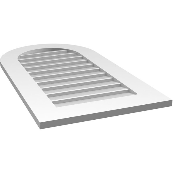 Ekena Millwork Round Top Surface Mount PVC Gable Vent: Non-Functional, w/ 3-1/2"W x 1"P Standard Frame, 20"W x 36"H - GVPRT20X3601SN