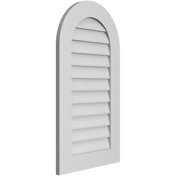 Ekena Millwork Round Top Surface Mount PVC Gable Vent: Non-Functional, w/ 3-1/2"W x 1"P Standard Frame, 20"W x 36"H - GVPRT20X3601SN