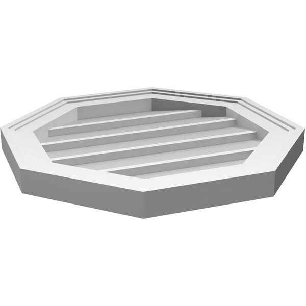 Ekena Millwork Octagonal Surface Mount PVC Gable Vent w/ 2"W x 1-1/2"P Brickmould Frame, 18"W x 18"H - GVPOC18X1802SN