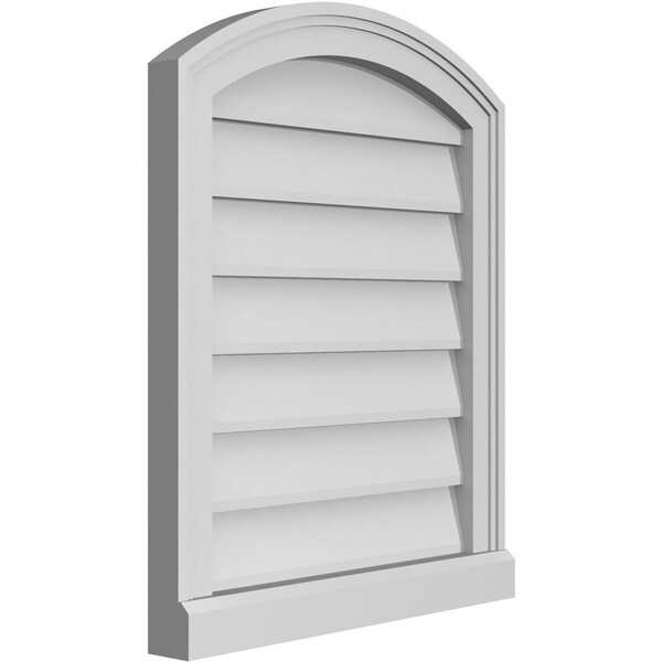 Ekena Millwork Arch Top Surface Mount PVC Gable Vent: Functional, w/ 2"W x 2"P Brickmould Sill Frame, 20"W x 24"H - GVPAR20X2403SF