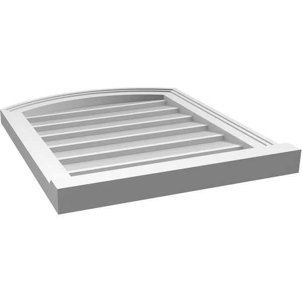 Ekena Millwork Arch Top Surface Mount PVC Gable Vent: Functional, w/ 2"W x 2"P Brickmould Sill Frame, 20"W x 24"H - GVPAR20X2403SF
