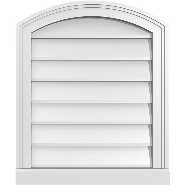 Ekena Millwork Arch Top Surface Mount PVC Gable Vent: Functional, w/ 2"W x 2"P Brickmould Sill Frame, 20"W x 24"H - GVPAR20X2403SF