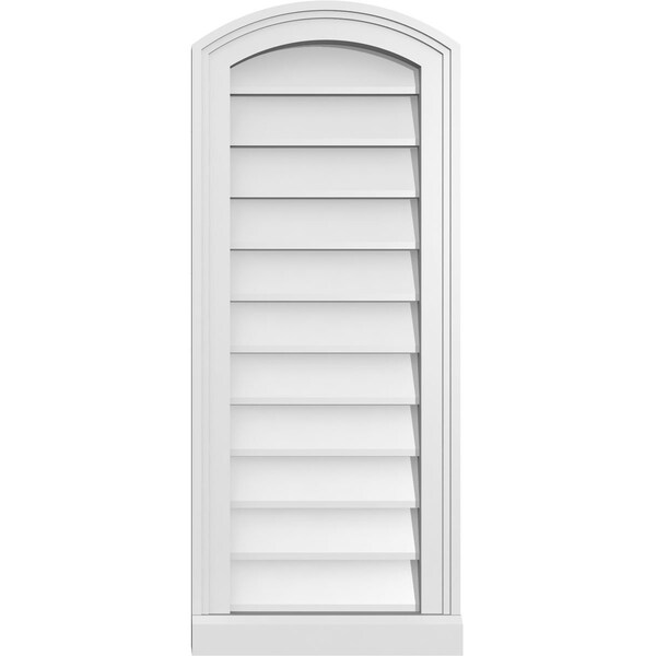 Ekena Millwork Arch Top Surface Mount PVC Gable Vent: Functional, w/ 2"W x 2"P Brickmould Sill Frame, 14"W x 34"H - GVPAR14X3403SF