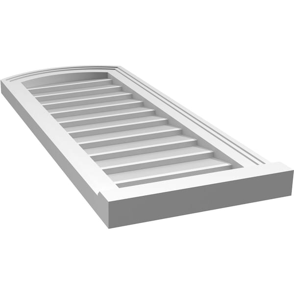 Ekena Millwork Arch Top Surface Mount PVC Gable Vent: Functional, w/ 2"W x 2"P Brickmould Sill Frame, 14"W x 34"H - GVPAR14X3403SF