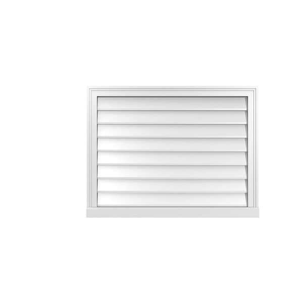 Ekena Millwork Vertical Surface Mount PVC Gable Vent w/ 2"W x 2"H , Brickmould Sill Frame, 34"W x 26"H - GVPVE34X2603SN